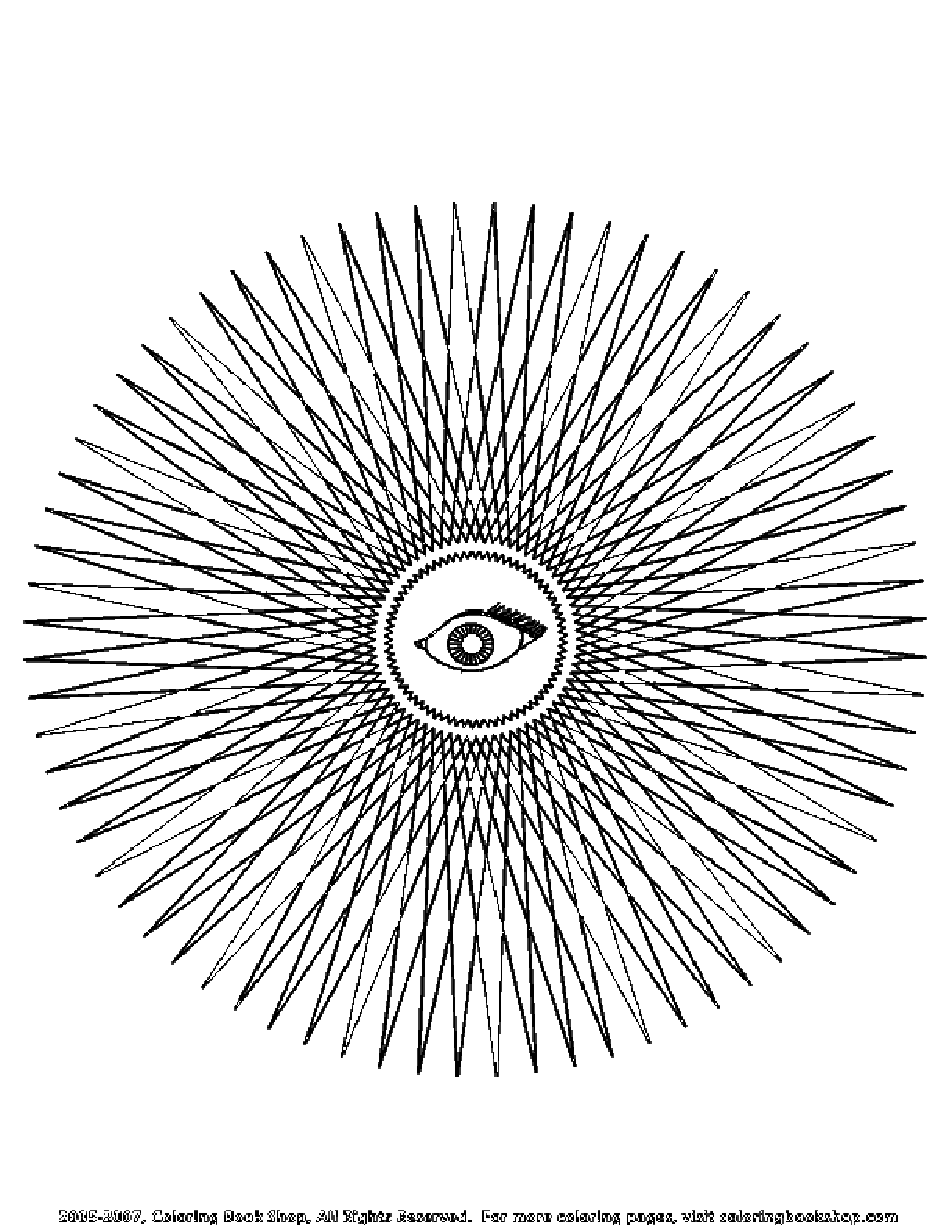 Mandala très original représentant un œil en premier plan ainsi qu'une succession de losanges dans la prolongation de ce dernier.